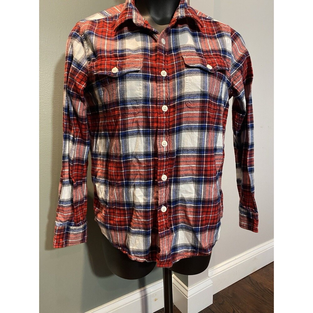 American Eagle Shirt Unisex Medium Plaid Long Sleeve Button Up Pocket Lumberjack